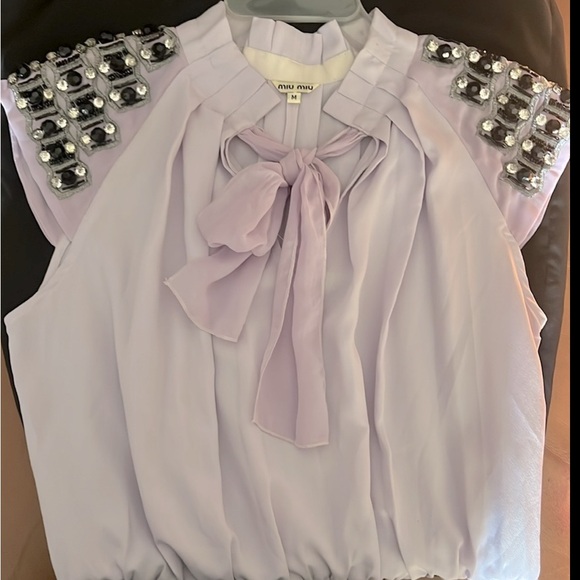 Miu Miu Dresses & Skirts - MIU MIU 100% Silk Light Purple and Black Colorblock Embellished Dress